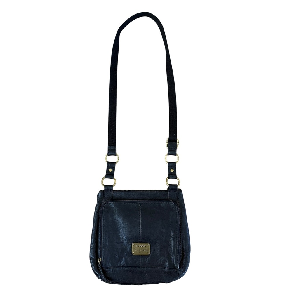 Fossil Long Live Vintage 1954 Crossbody Bag Leather Small Black shoulder Gold